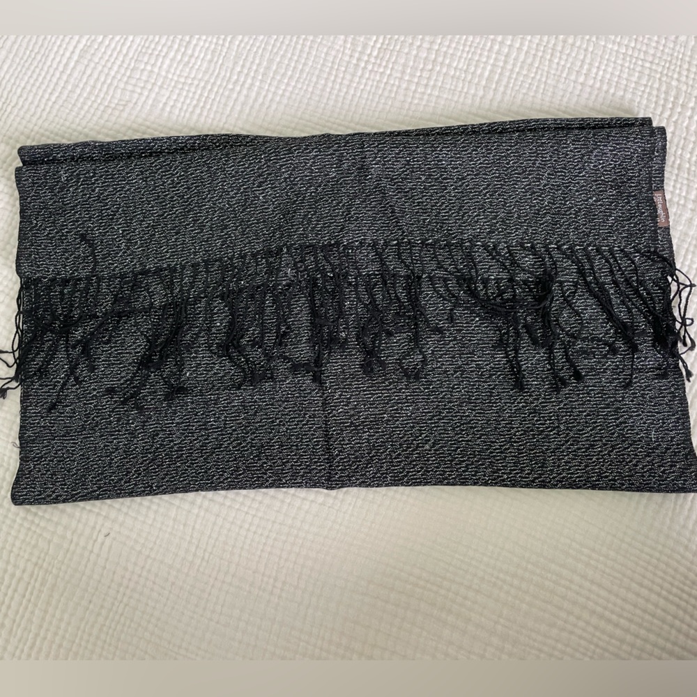 J. McLaughlin Silver/Black Wool Scarf/Wrap